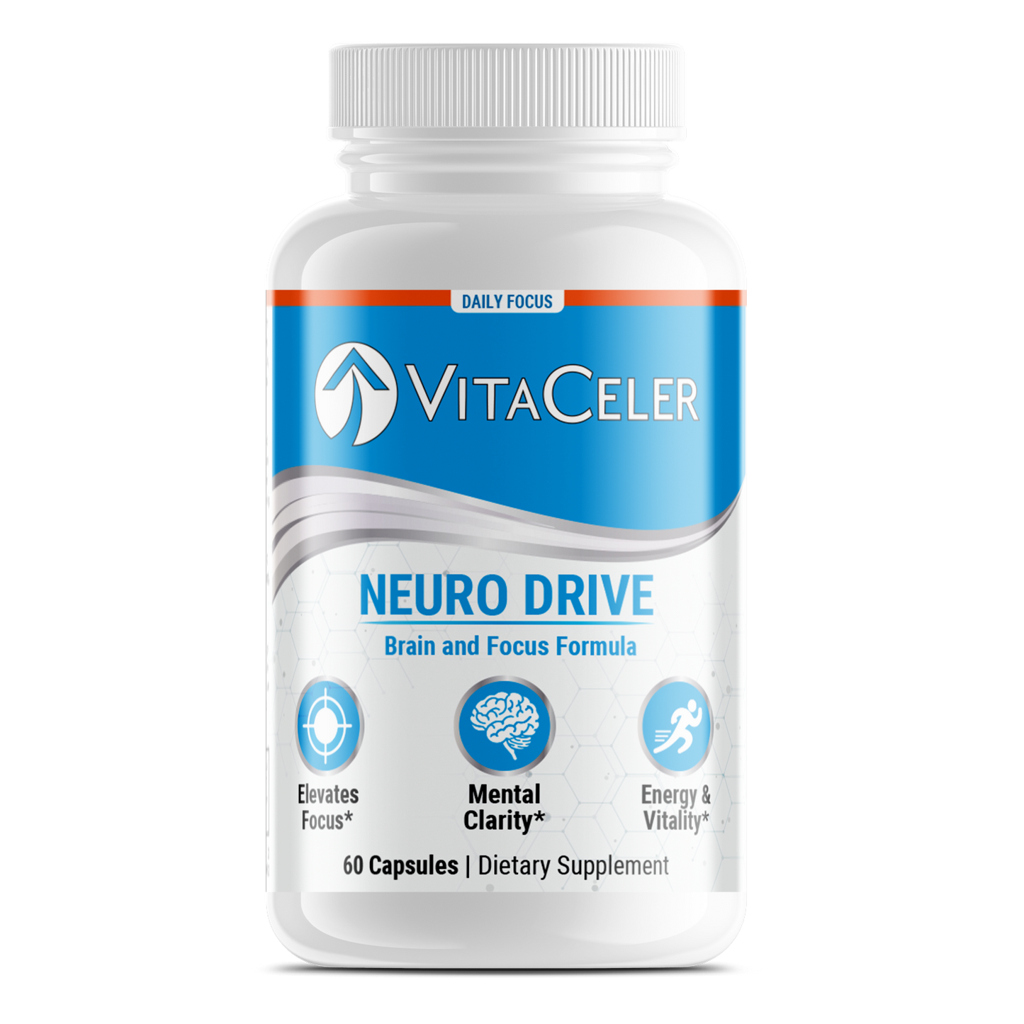 VitaCeler Neuro Drive supplement bottle on a white background