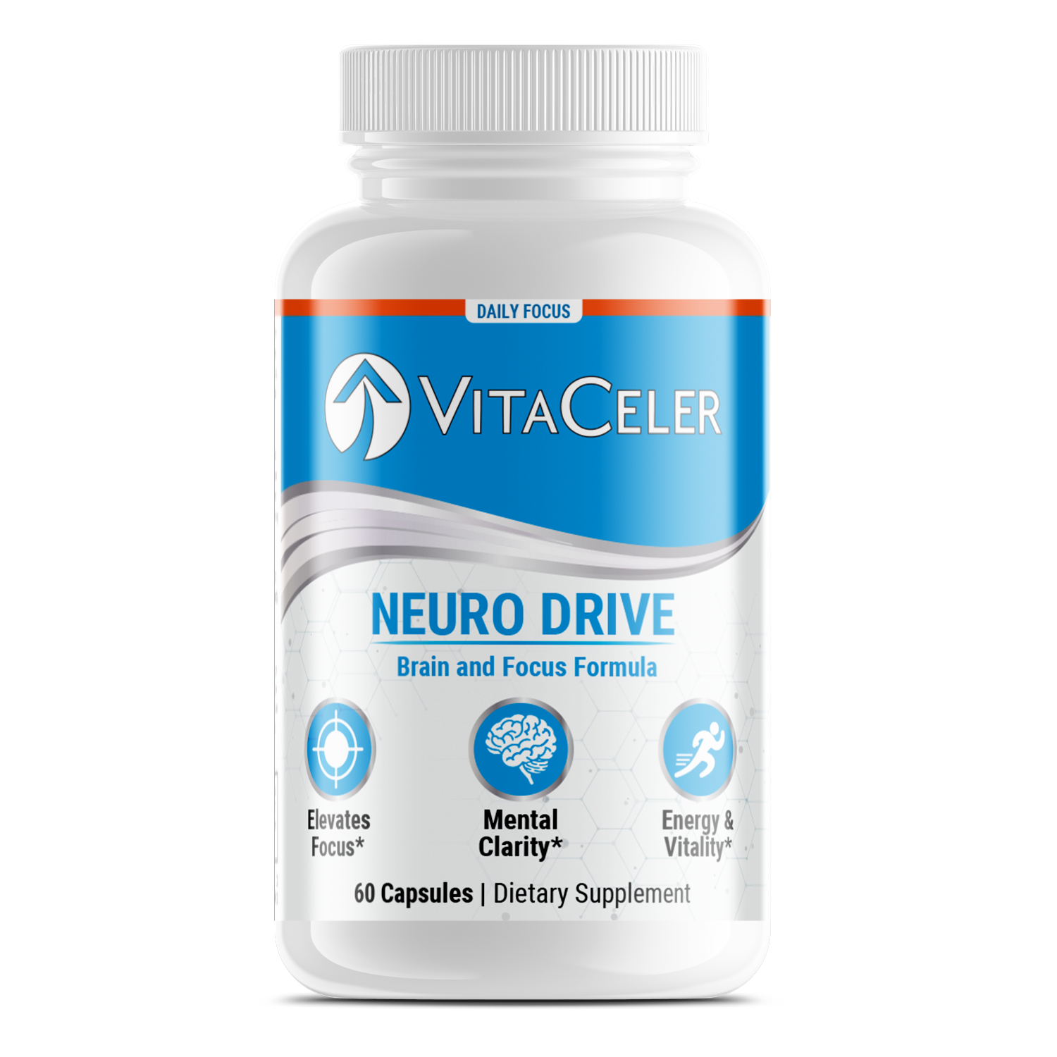 VitaCeler Neuro Drive supplement bottle on a white background