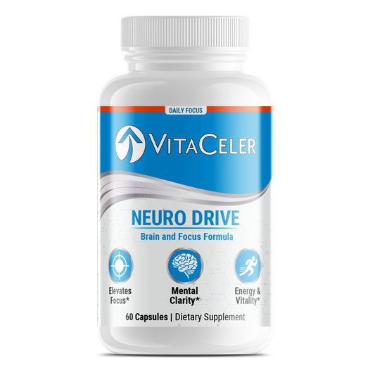 VitaCeler Neuro Drive supplement bottle on a white background