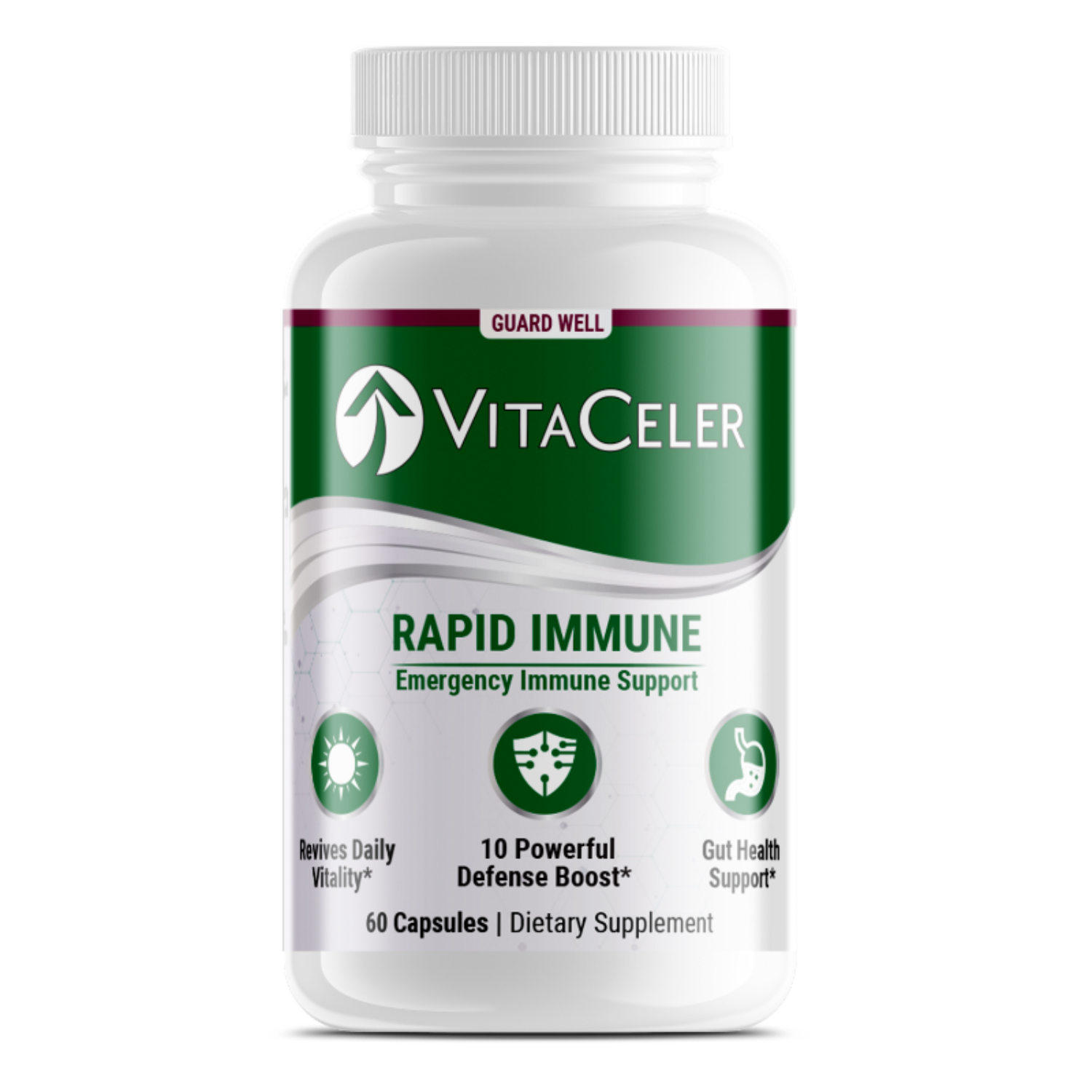 Vitaceler Rapid Immune supplement bottle on a white background