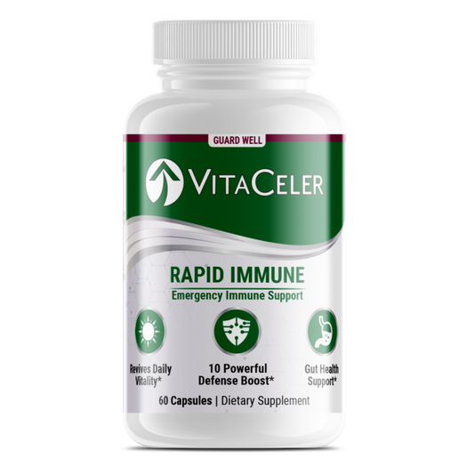 Vitaceler Rapid Immune supplement bottle on a white background
